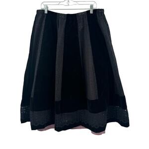 Vintage 1960s velvet lace midi skirt
